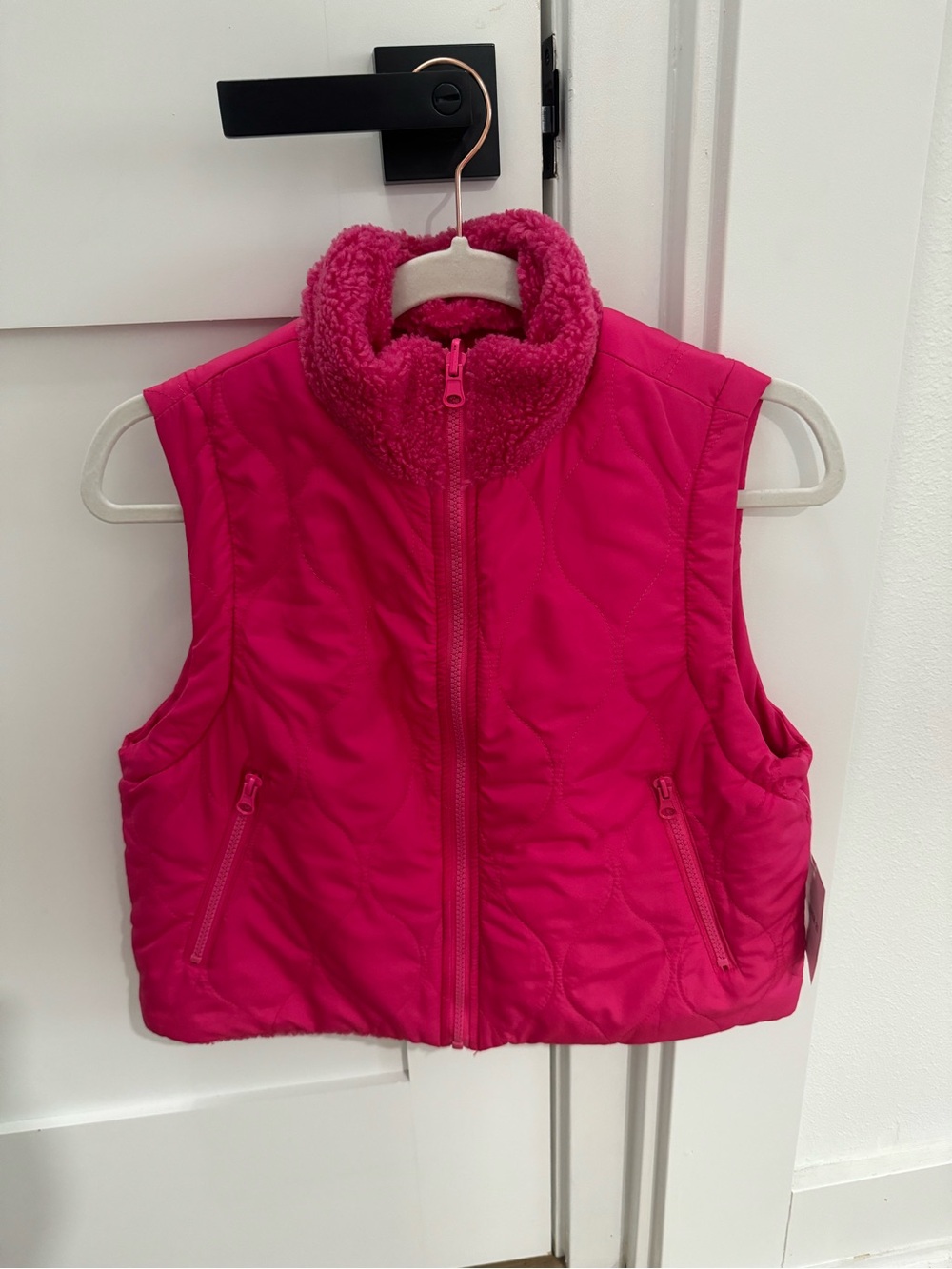 Forever 21 Bright Fuchsia Quilted Sherpa Vest